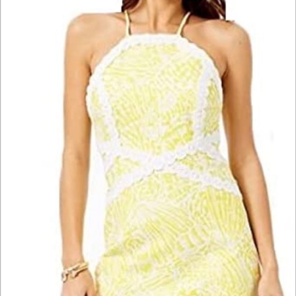Lilly Pulitzer NWT Pearl Stretch Shift Dress Lemon Sea Cups Yellow Size 4 - Picture 4 of 9